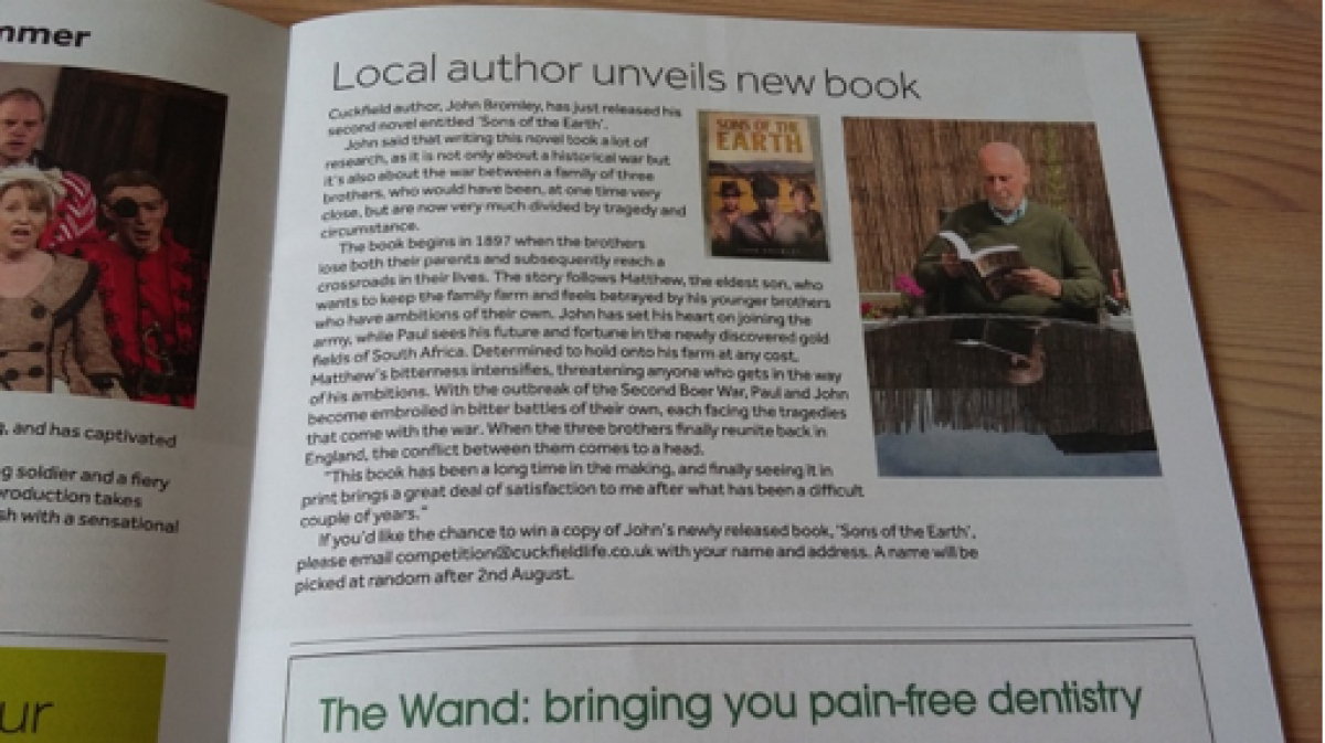 JOHN BROMLEY'S BOOK GETS FEATURED BY CUCKFIELD LIFE MAGAZINE