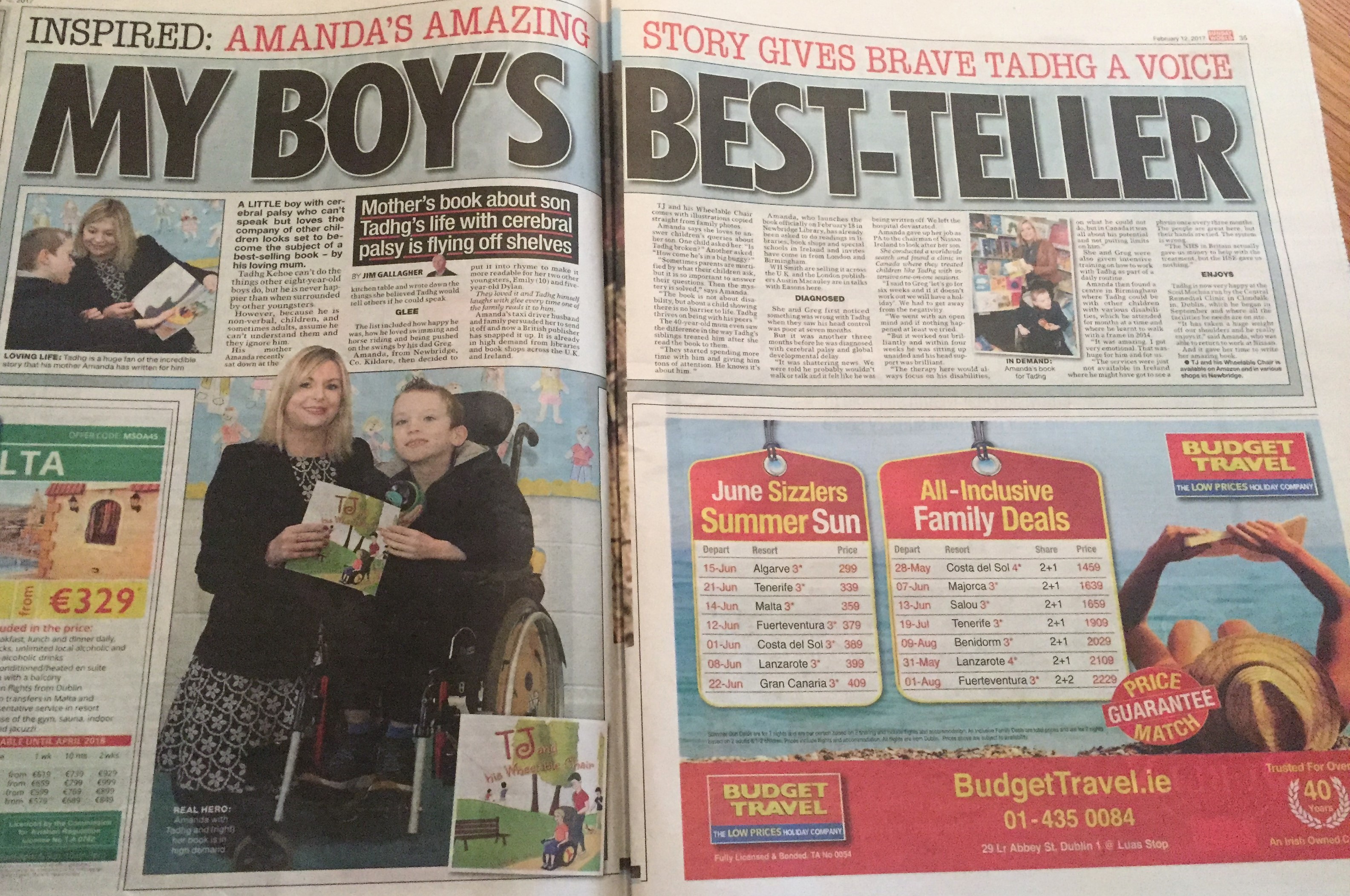 Amanda Kehoe Makes It Into National Newspaper the 'Sunday World'