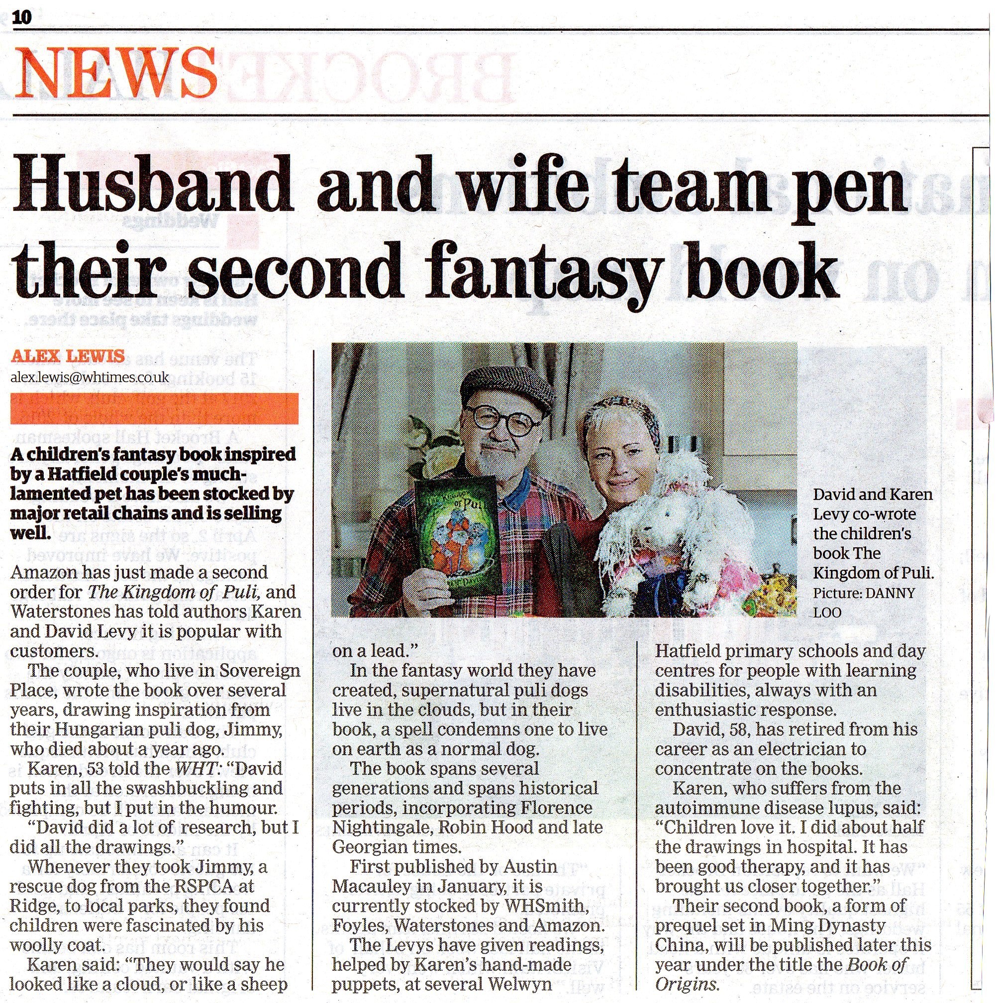 Read About Karen and David Levy in the Welwyn & Hatfield Times 