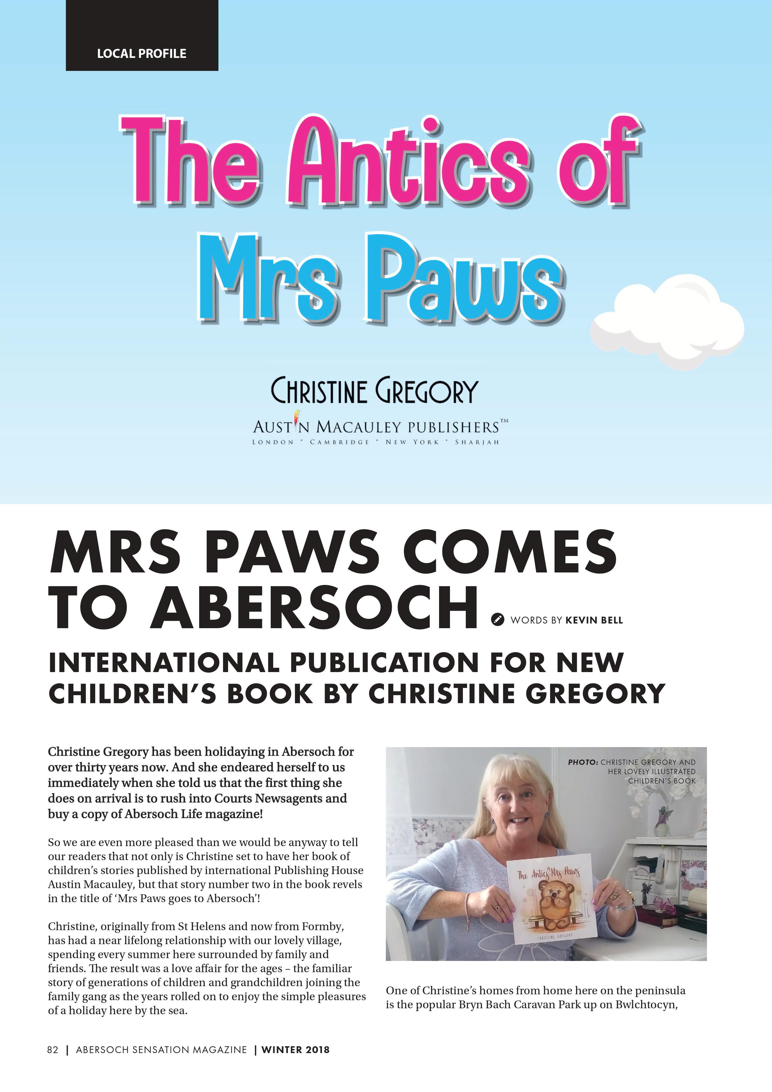 Children Book Author Christine Gregory’s Upcoming Book Featured in Abersoch Life Magazine