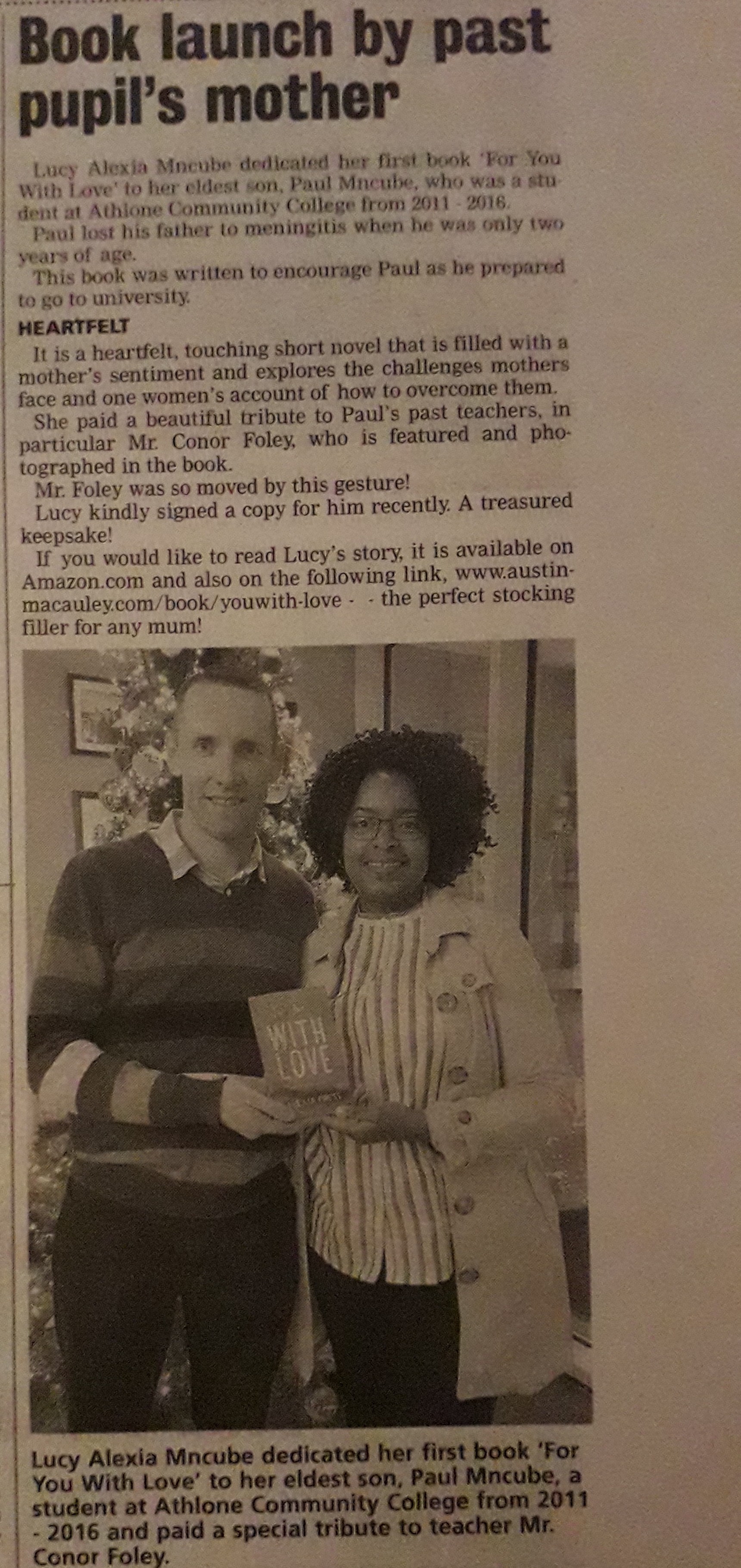 ‘For You...with Love’ by Alexia Press Featured in Westmeath Independent Newspaper
