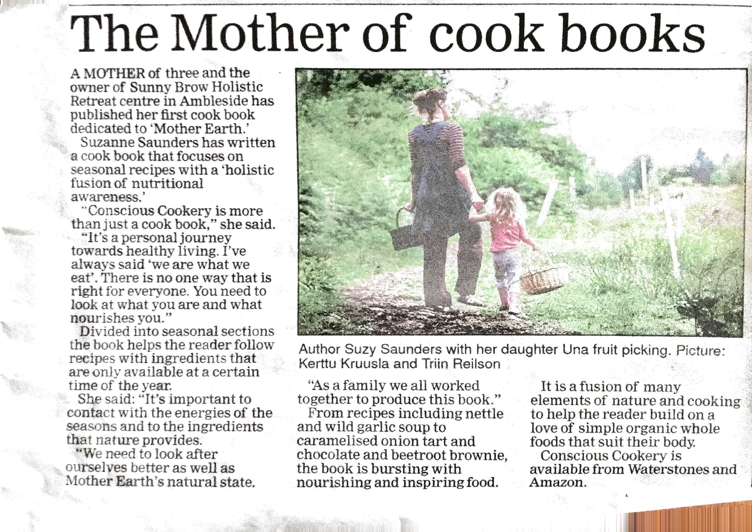 Westmorland Gazette Featured Suzanne Saunders, the Author of Conscious Cookery