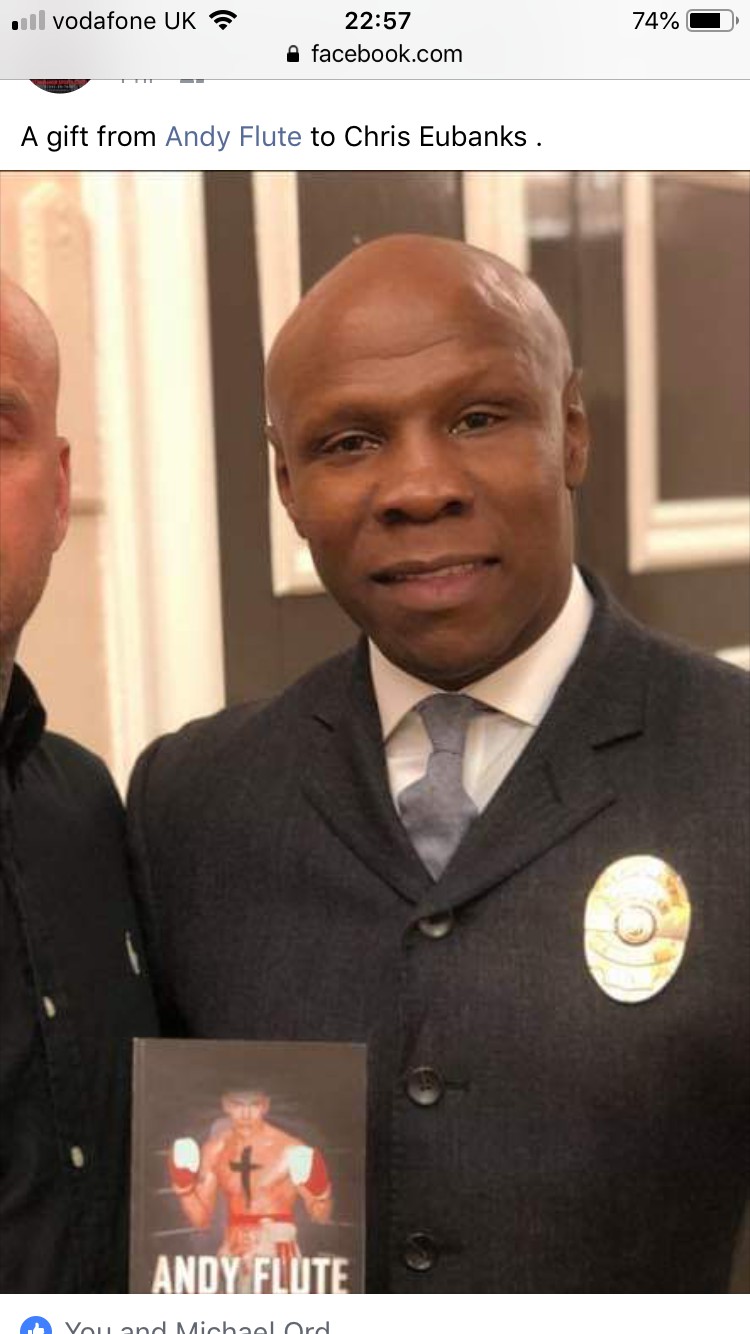 Famous Boxer Chris Eubank Took a Photo with Andy Flute’s Book Jesus in My Corner