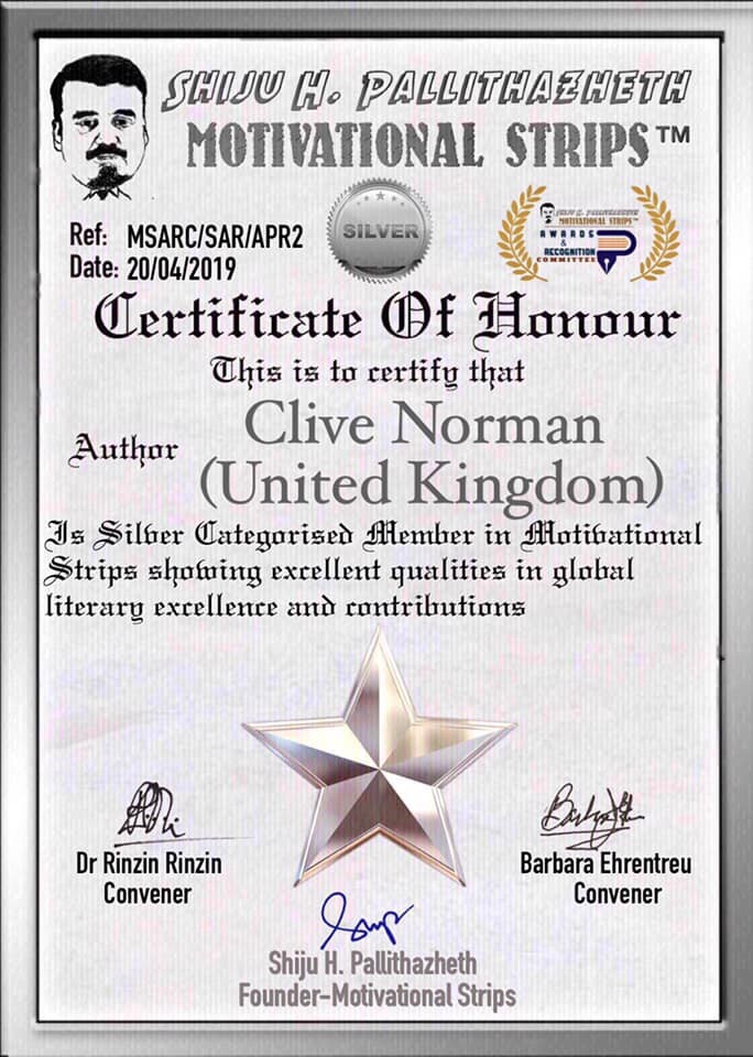 ‘Motivational Strips’ awarded Clive Norman for his book The Freedom of Free Verse