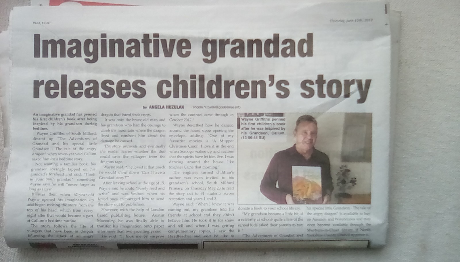 Selby Times Featured the Interview of Wayne Griffiths for His Debut Book