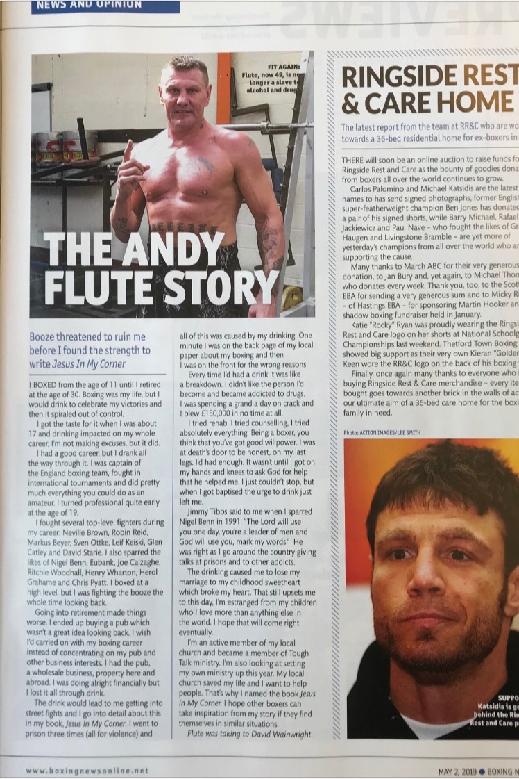 Boxing News Newspaper Featured the Author Andy Flute