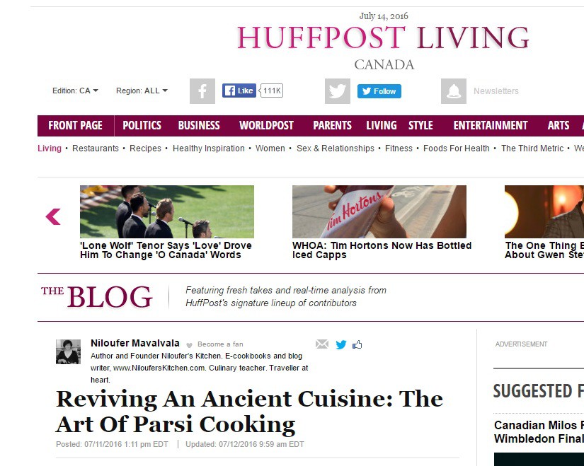 Huffington Post Features The Art Of Parsi Cooking