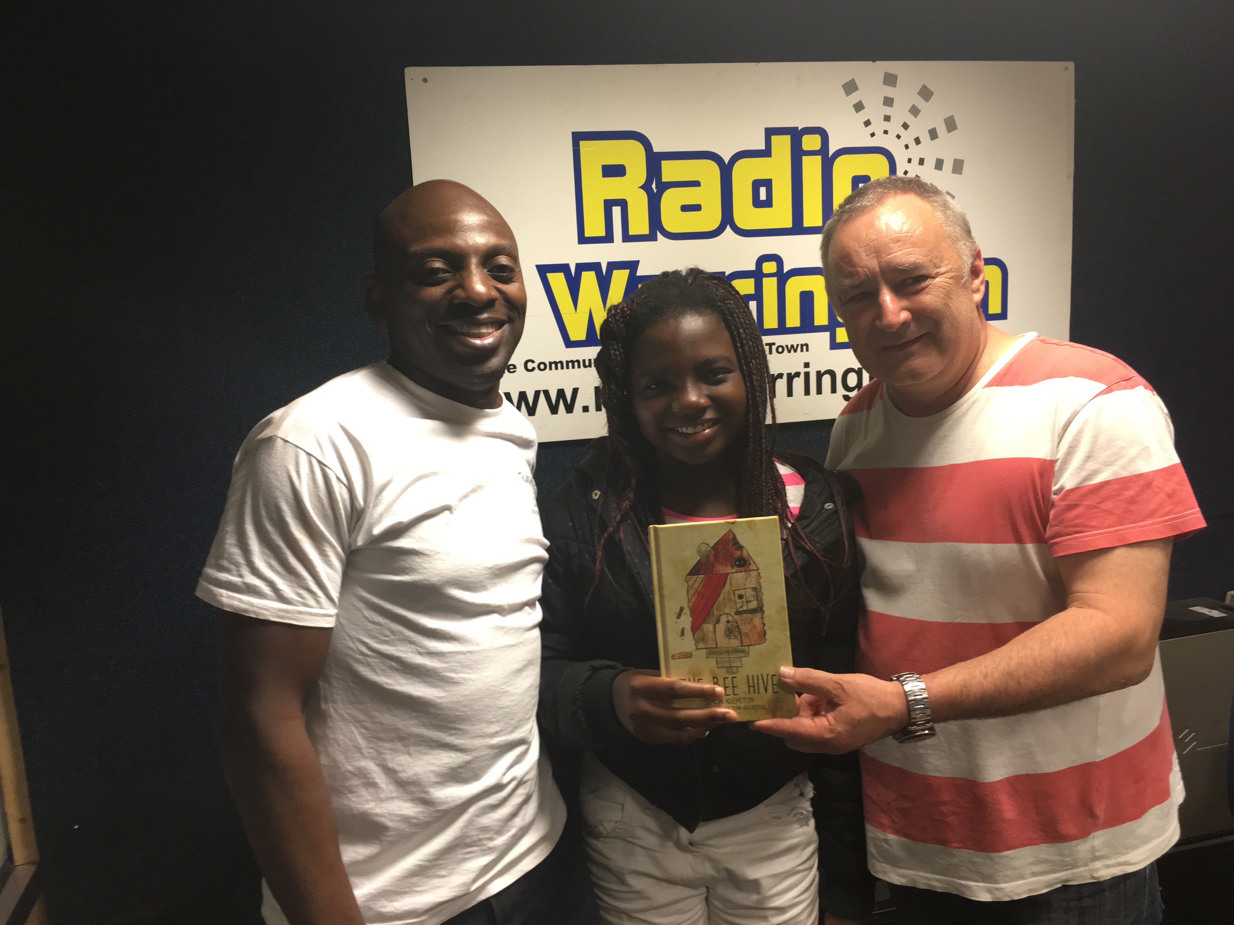 Simon Adepetun and his daughter on Radio Warrington