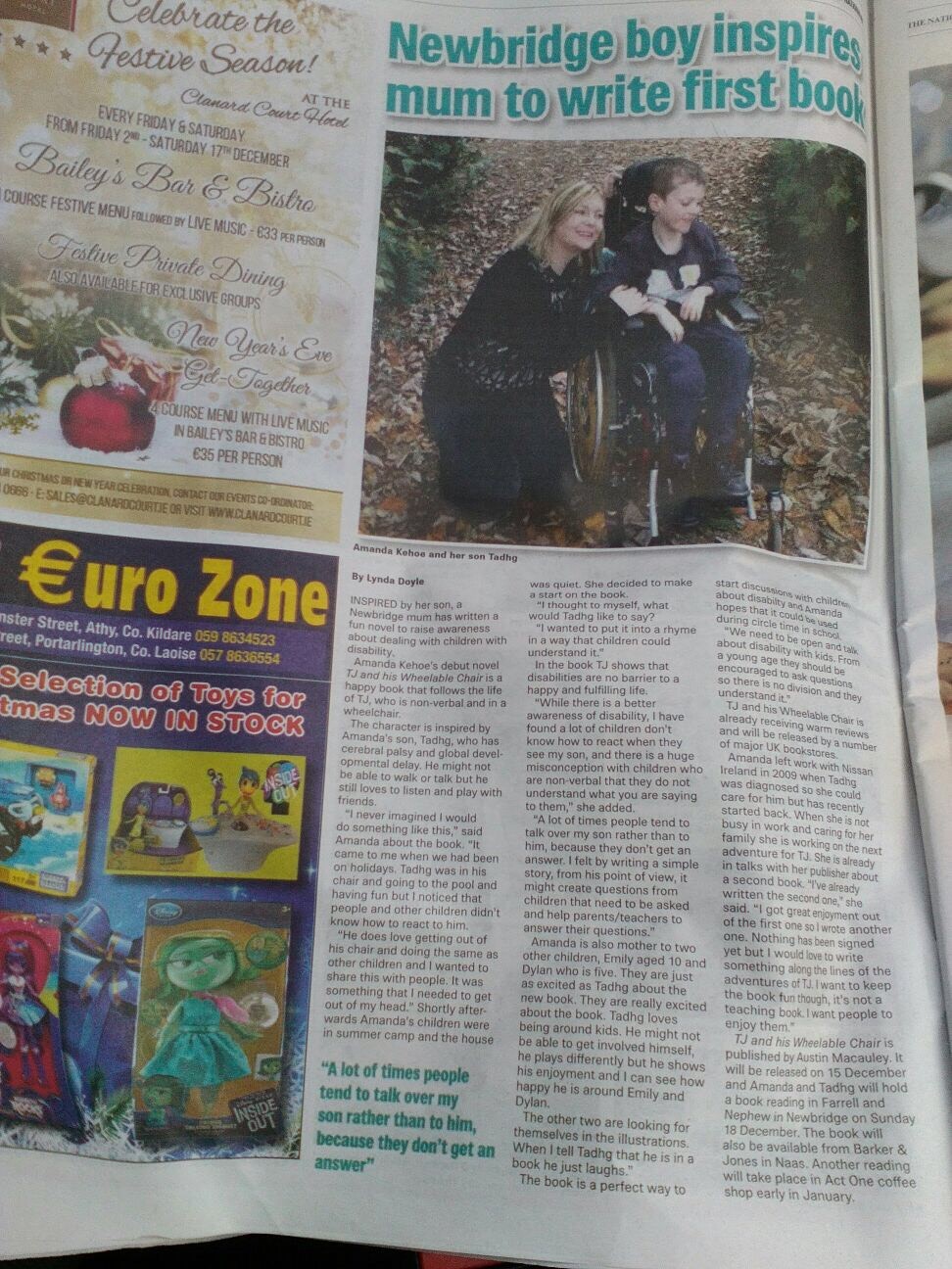 Amanda Kehoe makes an appearance in the Kildare Nationalalist