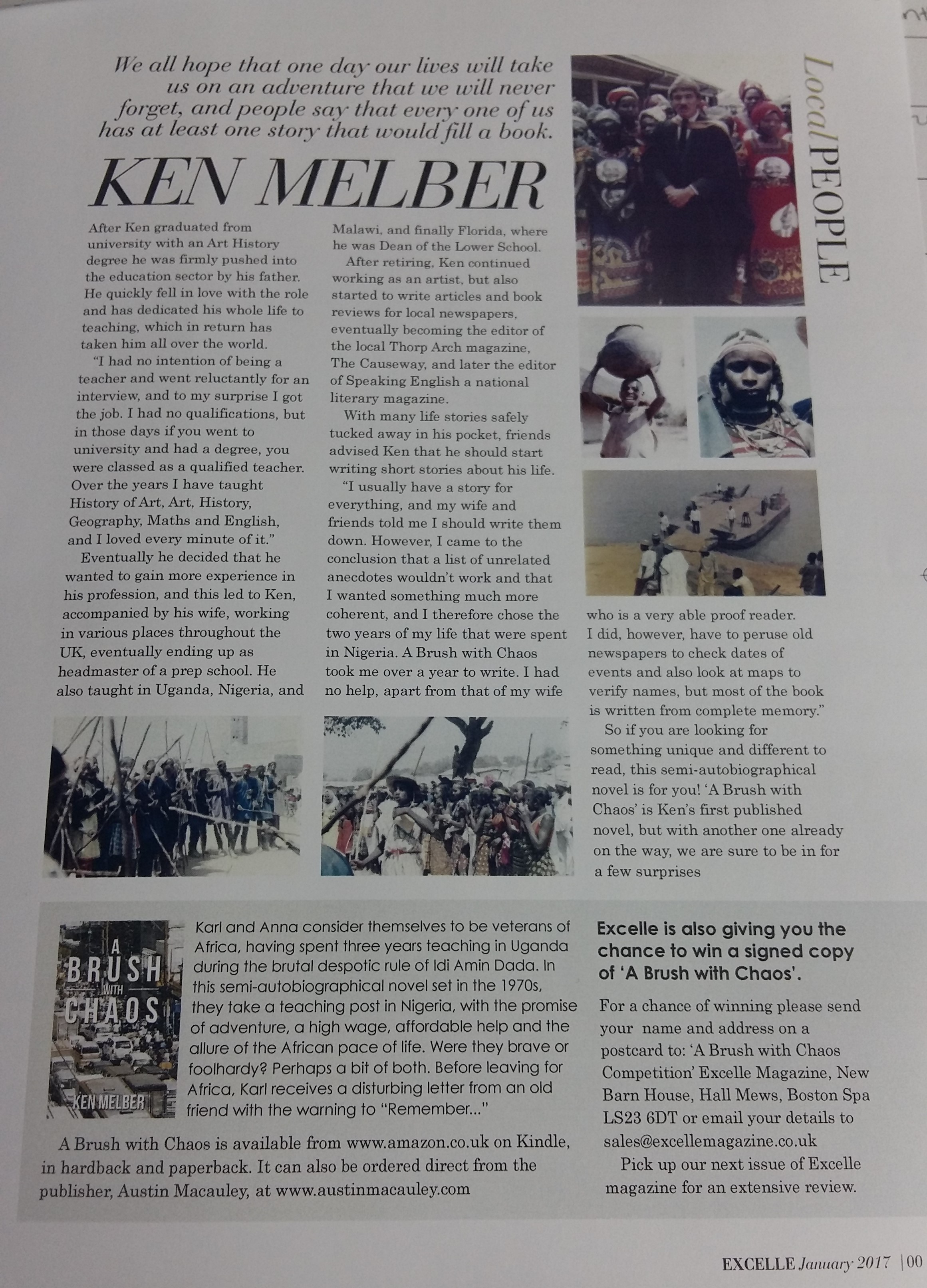 Excelle Magazine features Ken Melber and 'A Brush With Chaos' in Their January Issue